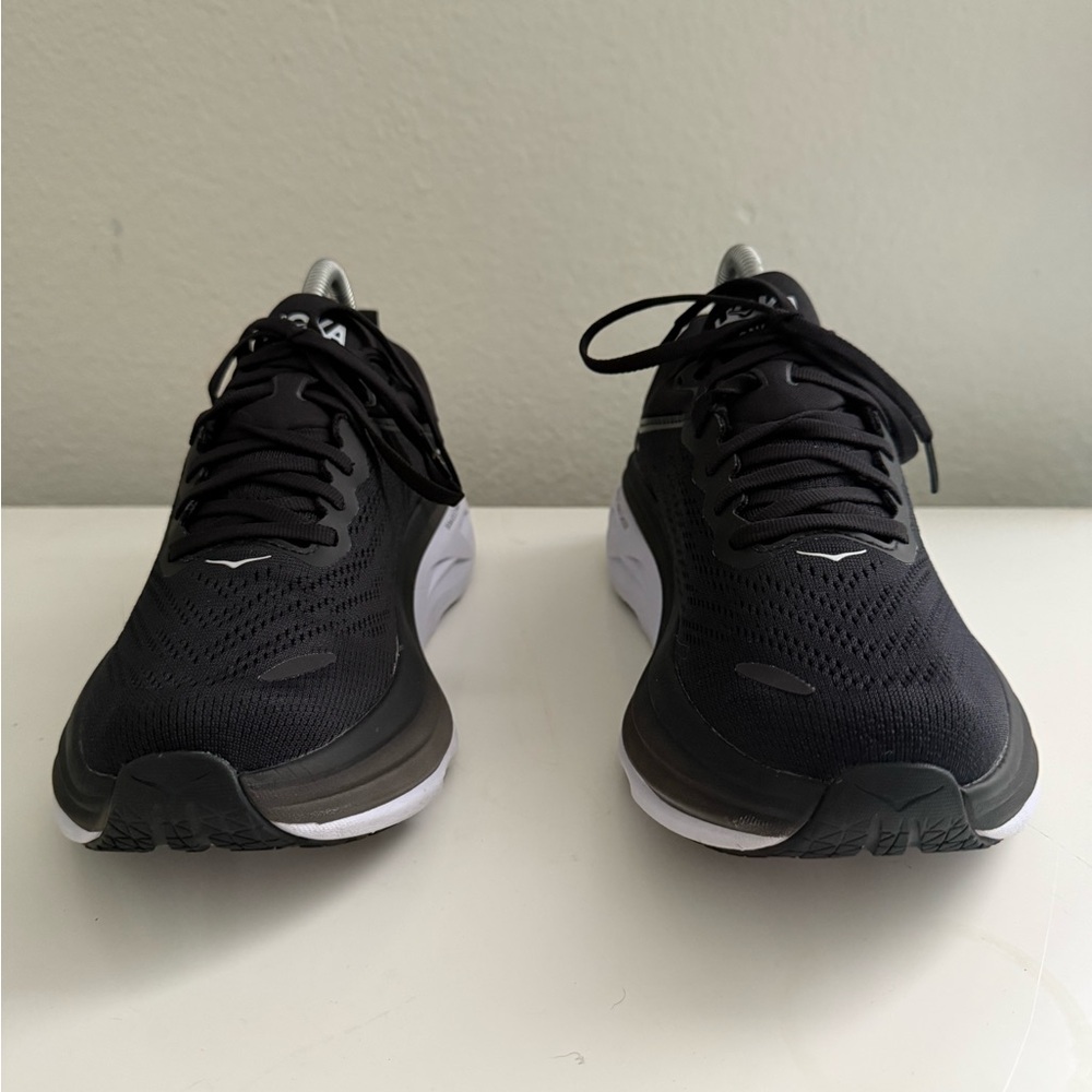 Hoka Bondi 8 Black and White Athletic Sneakers - Picture 3 of 10